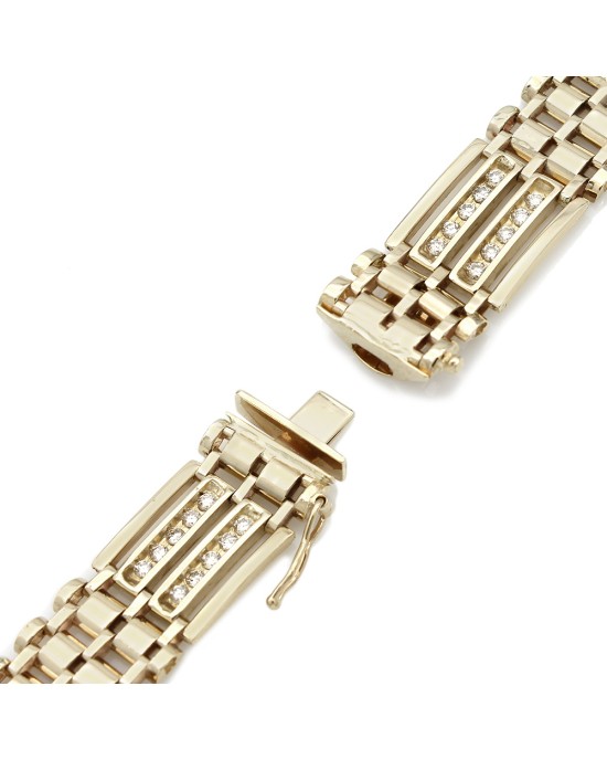 Gentlemans Alternating Link Diamond Bracelet
